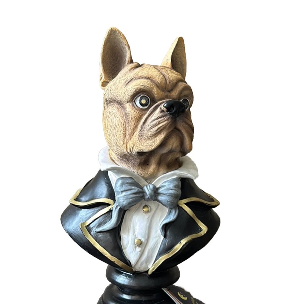 Moonlight Manor French Bulldog Pedestal/Bust Figurine W/LED Light Up Eyes 14” - Picture 5 of 5